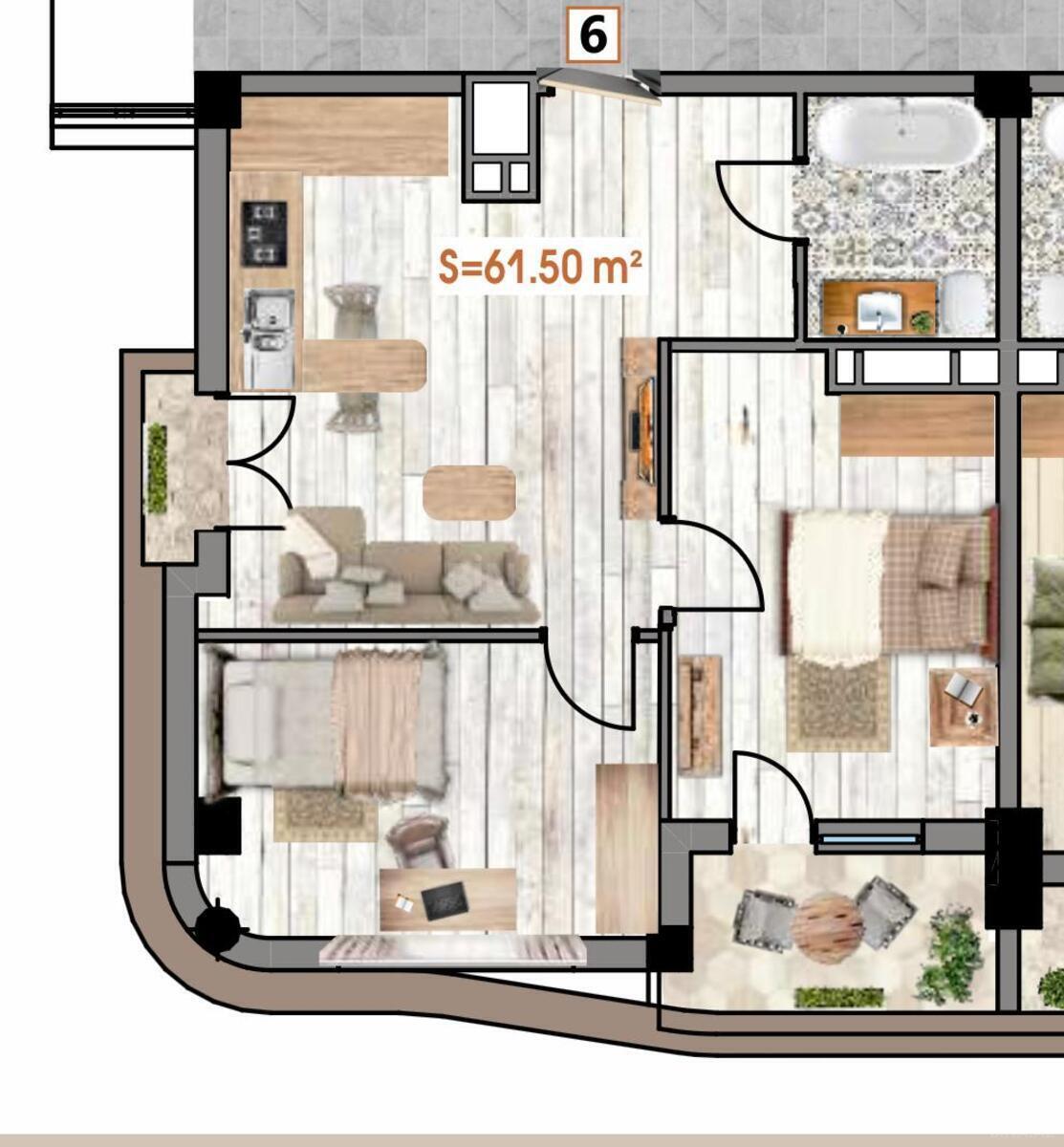 3 otaqlı yeni tikili 61 m², Bakıxanov q.