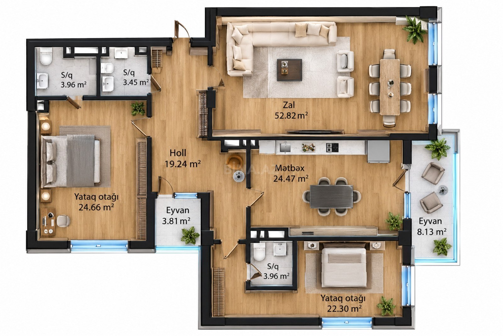 5 otaqlı yeni tikili 167 m², Elmlər Akademiyası m. - şəkil 2