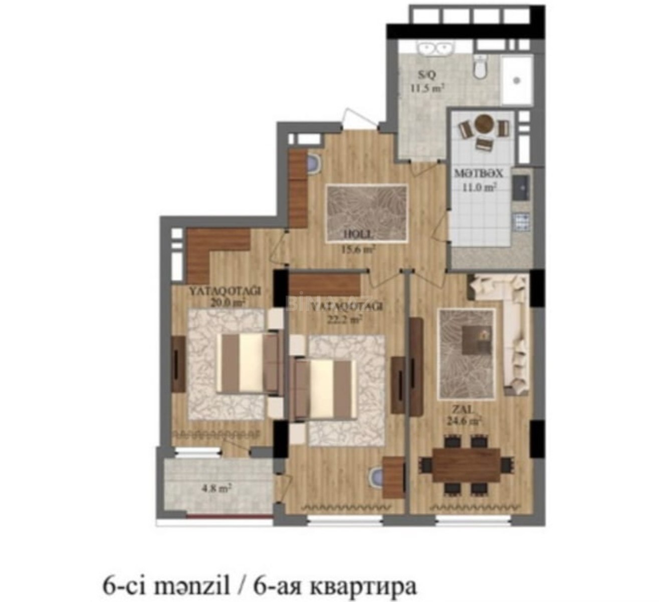 3 otaqlı yeni tikili 110 m², Nəriman Nərimanov m. - şəkil 2